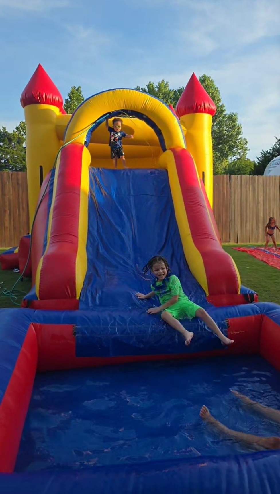 Colorful inflatable slide